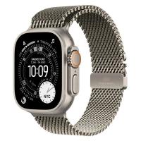Apple Watch Ultra 3 49mm Natural Titanium Case, Milanese Loop (Natural Titanium) S