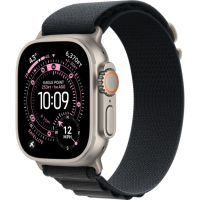 Apple Watch Ultra 3 49mm Natural Titanium Case, Alpine Loop (Black)