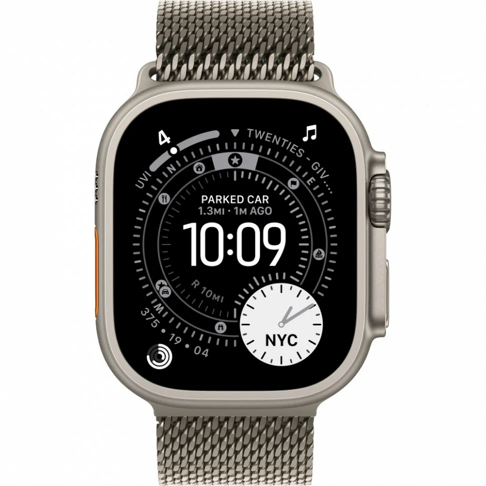 Apple Watch Ultra 3 49mm Natural Titanium Case, Milanese Loop (Natural Titanium) M