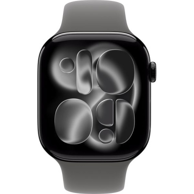 Apple Watch Series 11, 42 mm, Jet Black Aluminium Stone Gray Sport Band SM/ML
