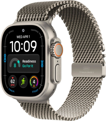 Apple Watch Ultra 4 (49 mm) - Titanium "Natural" + Titanium Milanese Loop "Natural"
