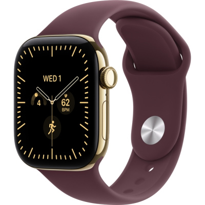 Apple Watch Series 12 (46 mm) - Titanium "Radiant Gold" + Sport Band "Burgundy"